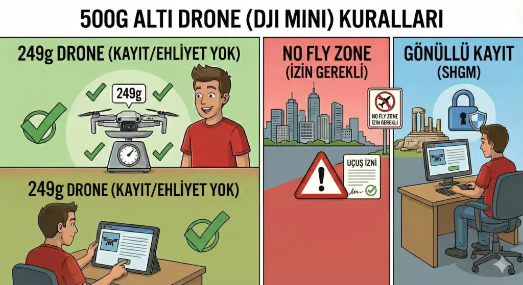 500gr alti drone sghm kurallari dji mini