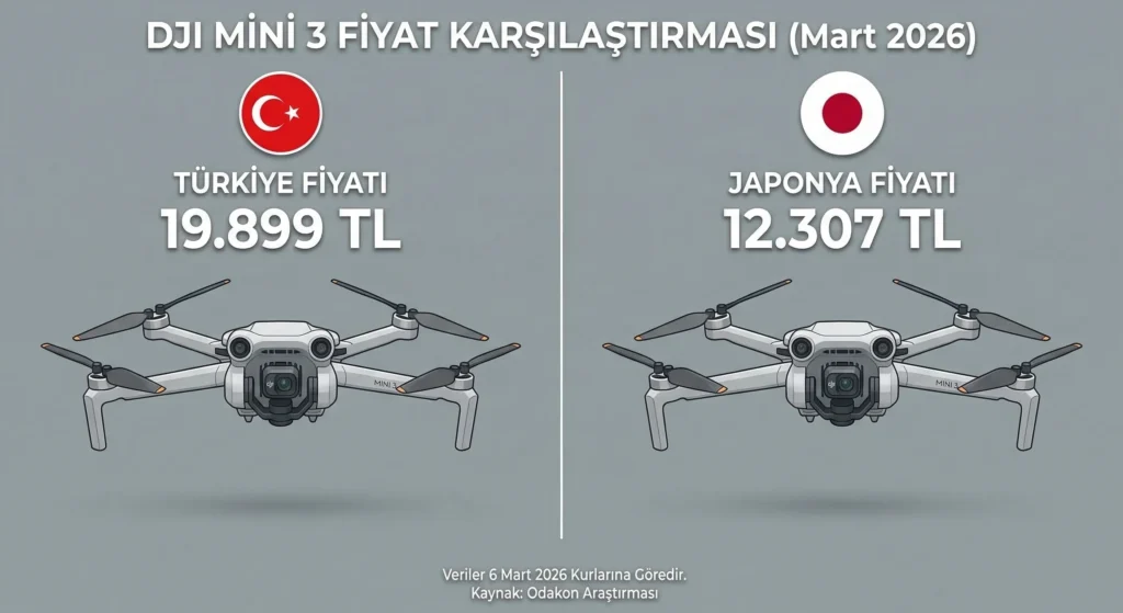 DJI Drone'lar Hangi Ülkede Daha Ucuz? - 2026 Güncel Fiyatlar 1 dji mini 3 fiyat karşılaştırması japonya türkiye