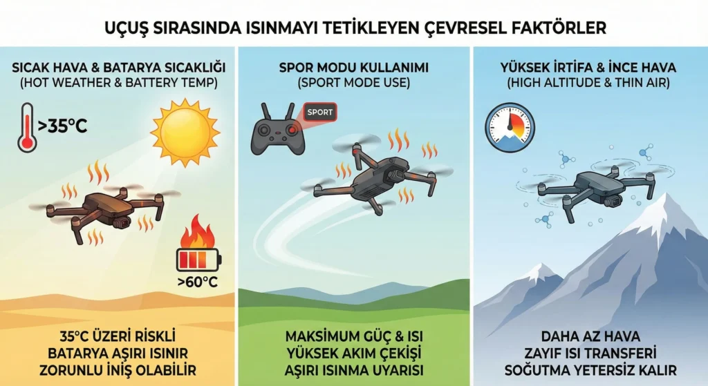 DJI Drone Aşırı Isınma Uyarısı 30135 Çözümü 5 dji ucus sirasinda isinmayi etkileyen faktorler