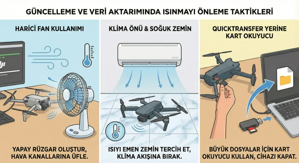 DJI Drone Aşırı Isınma Uyarısı 30135 Çözümü 8 guncelleme ve veri aktarimi sirasinda isinmayi onleme