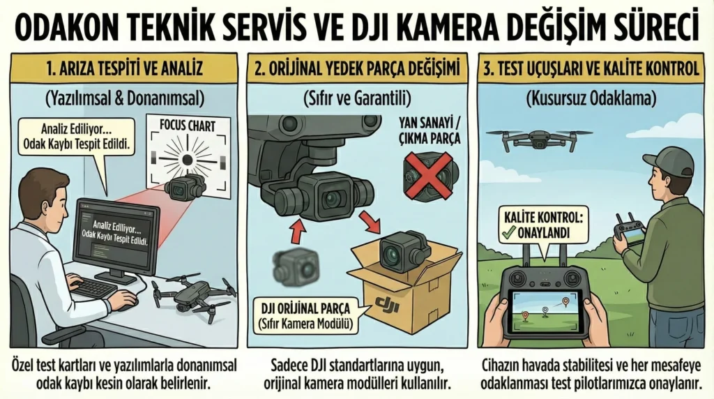 DJI Kamera Odaklanmıyor Bulanıklık Sorunu Nasıl Çözülür ? 8 odakon dji serviste gimbal onarımları