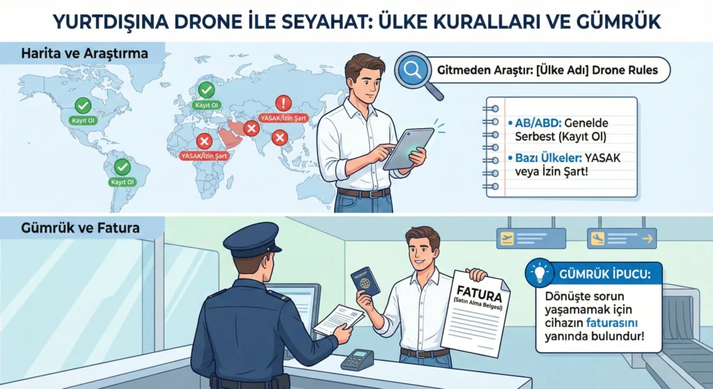 Uçakta Drone Taşıma - Batarya ve Havalimanı Kuralları 6 dji ulke kurallari ve gumruk