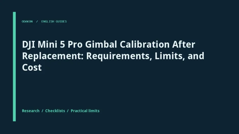 DJI Mini 5 Pro Gimbal Calibration After Replacement: Requirements, Limits, and Cost — Odakon guide cover